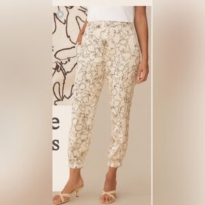 Rag & Bone Alfred Printed Cropped Cream Floral Print Silk Trousers Pants 6 EUC